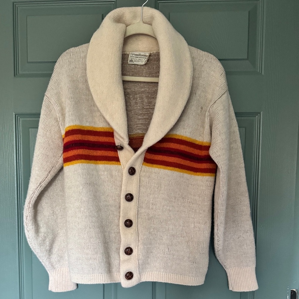 VINTAGE 1970s PENDLETON CHEIF JOSEPH 100% VIRGIN WOOL WESTERN CARDIGAN SWEATER